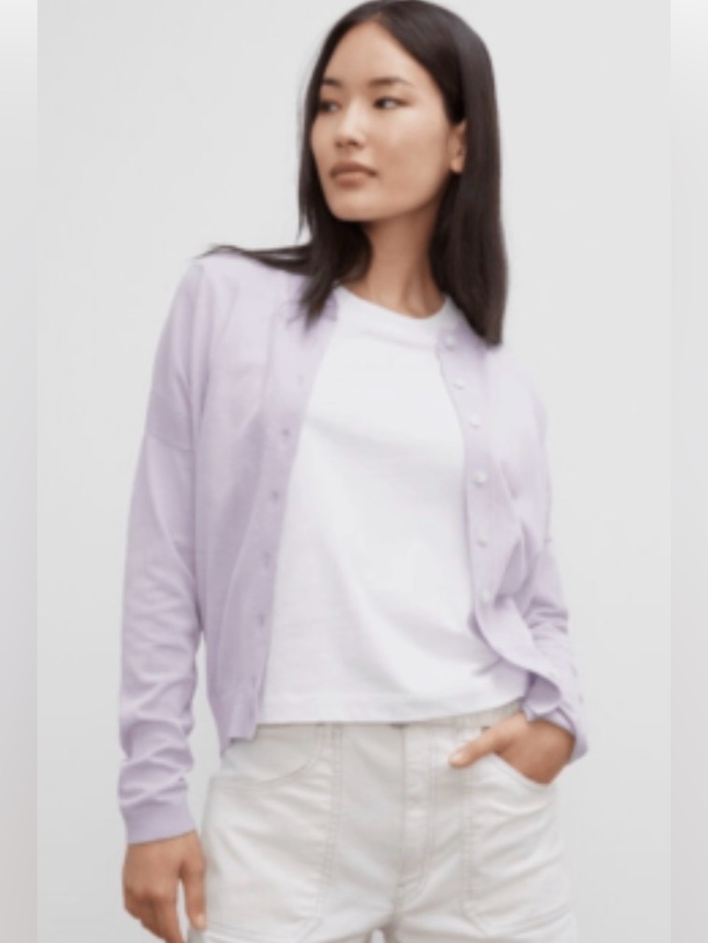 Club Monaco Light Lavender Button-Up Cardigan